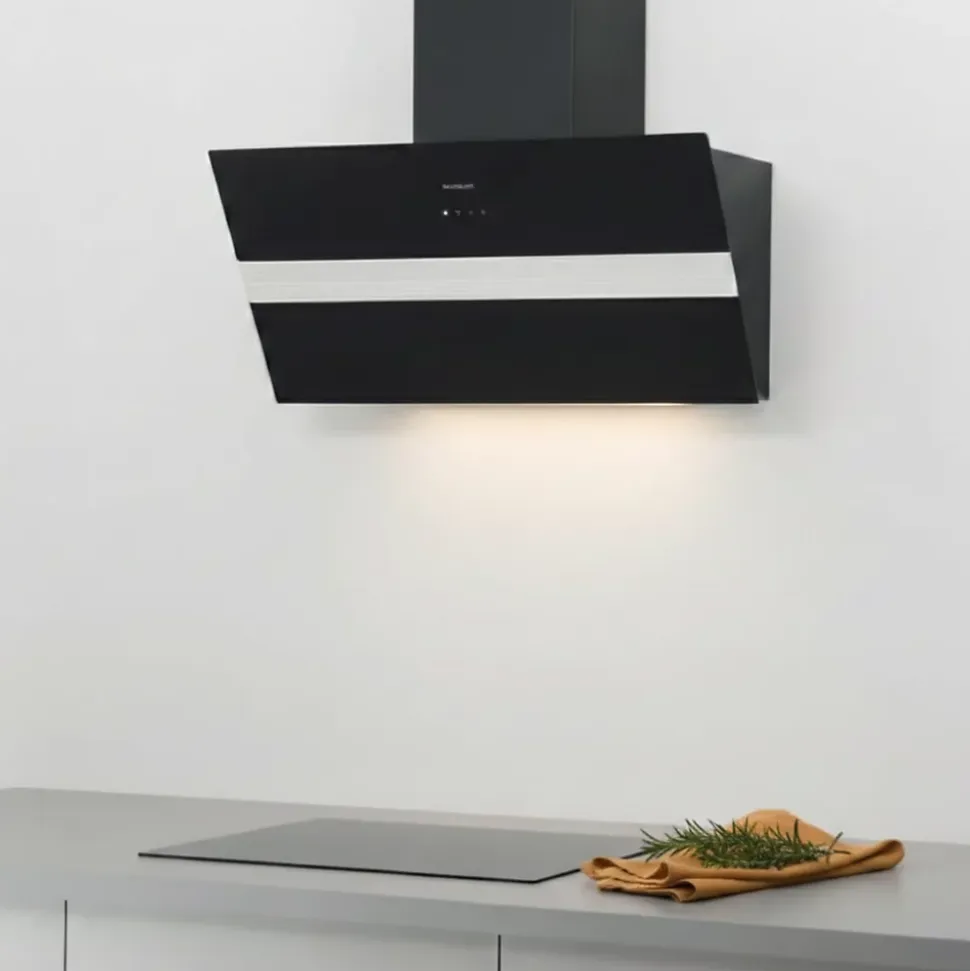 Hotte cuisine verticale Silverline ART verre noir 90 cm