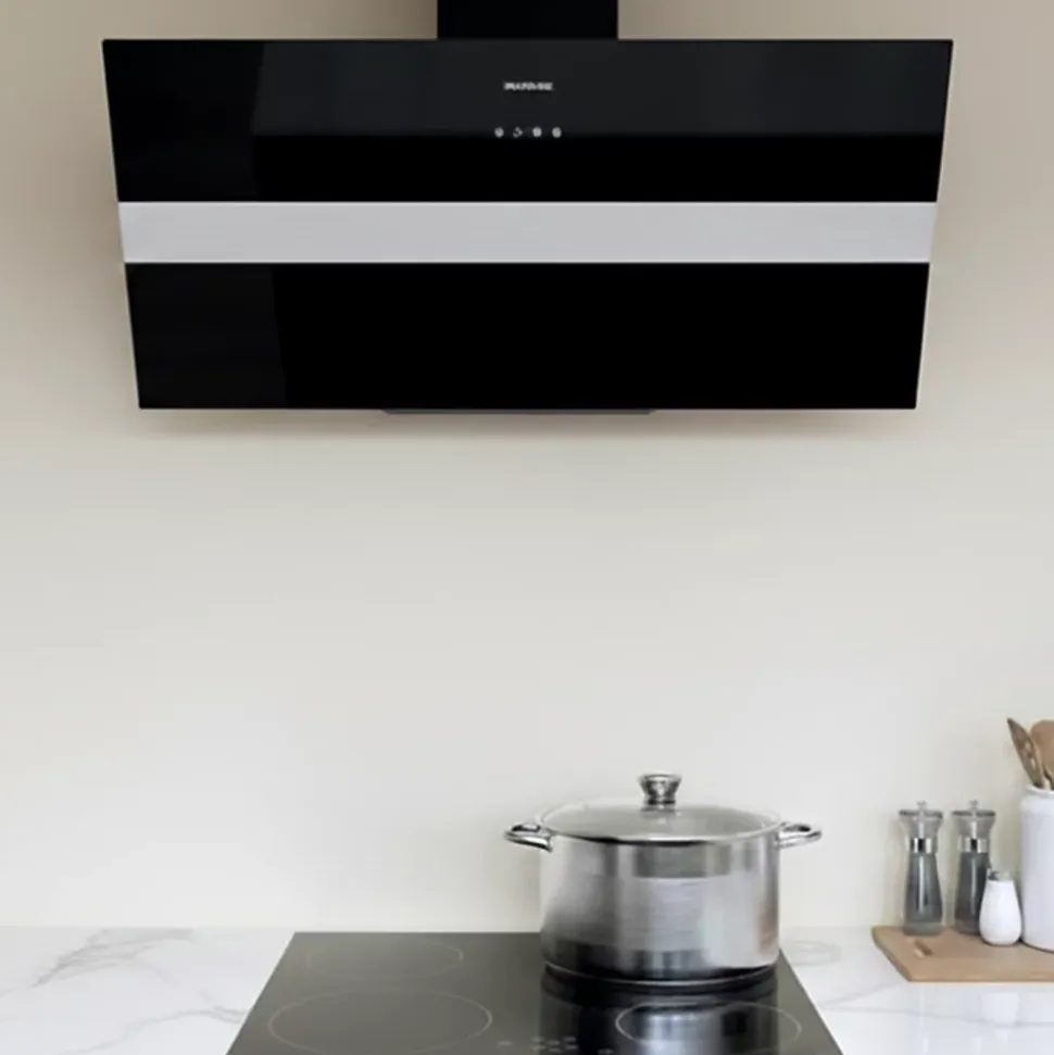 Hotte cuisine verticale Silverline ART verre noir 90 cm