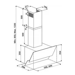 Hotte cuisine verticale Silverline LUKO verre trempé noir 60 cm