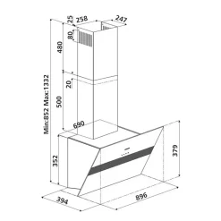 Hotte cuisine verticale Silverline ART verre blanc 90 cm