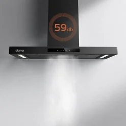 Hotte décorative 90cm murale 650m3h wifi classe a+++ 4 vitesses évacuation ou recyclage tactile noir CD9102B-P Ciarra