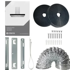 Hotte décorative 90cm murale 650m3h wifi classe a+++ 4 vitesses évacuation ou recyclage tactile inox CD9102S Ciarra