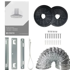 Hotte décorative 90cm murale 370m3h classe a++ 3 vitesses évacuation ou recyclage inox 201SS90 Ciarra