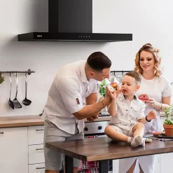 Hotte décorative 90cm murale 650m3h wifi classe a+++ 4 vitesses évacuation ou recyclage tactile noir CD9102B Ciarra