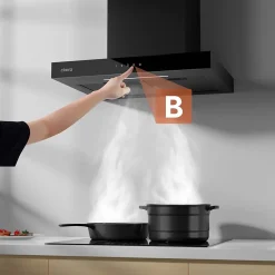 Hotte décorative 60cm murale 650m3h wifi classe a+++ 4 vitesses évacuation ou recyclage tactile noir CD6102B Ciarra