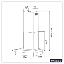Hotte décorative 60cm murale 650m3h wifi classe a+++ 4 vitesses évacuation ou recyclage tactile noir CD6102B Ciarra