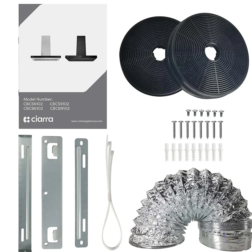 Hotte décorative 60cm murale 650m3h wifi classe a+++ 4 vitesses évacuation ou recyclage tactile noir CD6102B Ciarra