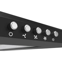 Hotte décorative 90cm murale 370m3h classe a++ 3 vitesses évacuation ou recyclage noir Ciarra 201BK90