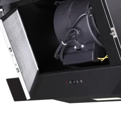 Hotte décorative GoodHome GHAG60LBNMl. 59,8 cm finition verre noir 527,6m³/h 69dB