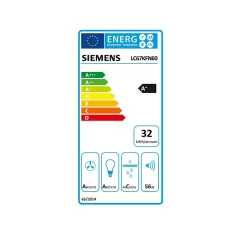 Hotte décorative inclinée 60cm 768m3/h noir Siemens LC67KFN60