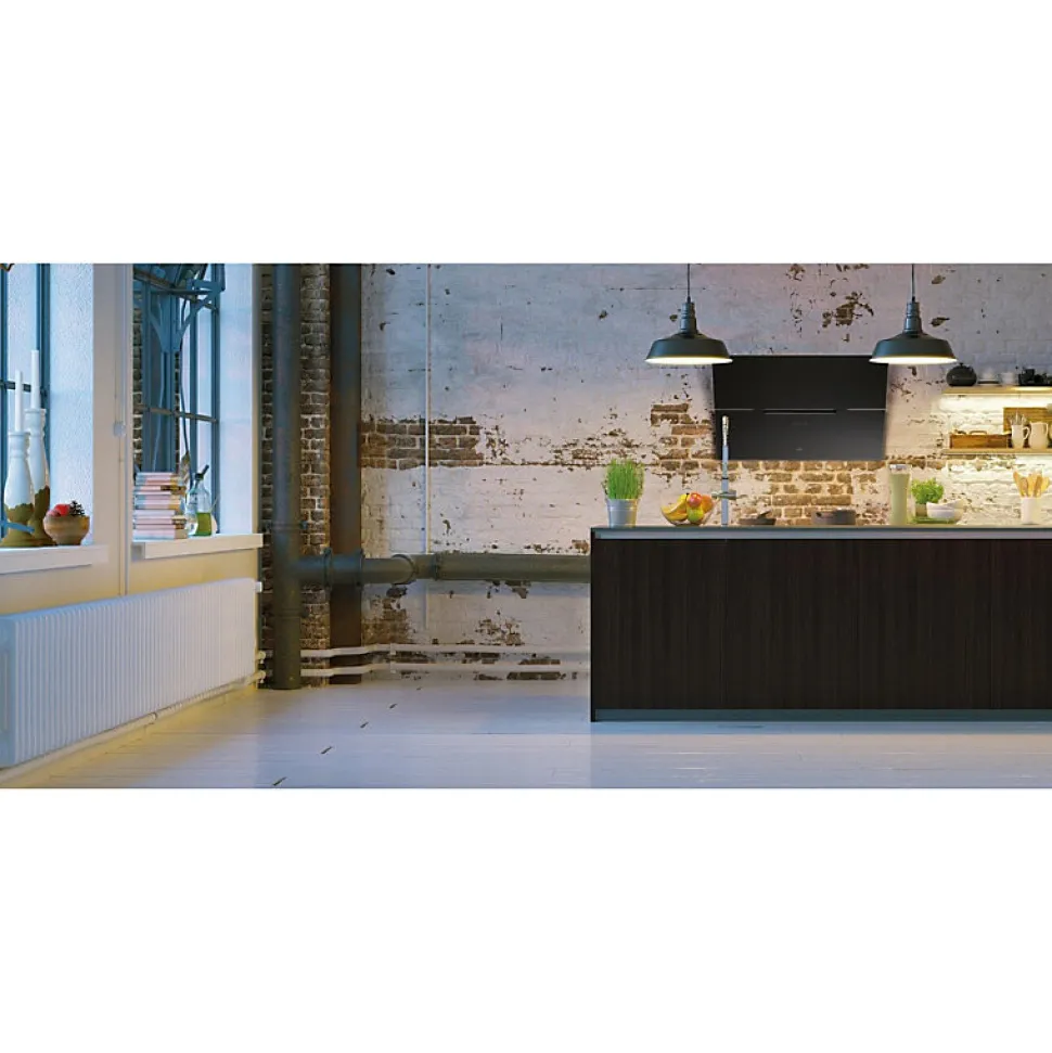 Hotte décorative inclinée 80cm 590m3/h noir Roblin 6989541 molière 800 verre