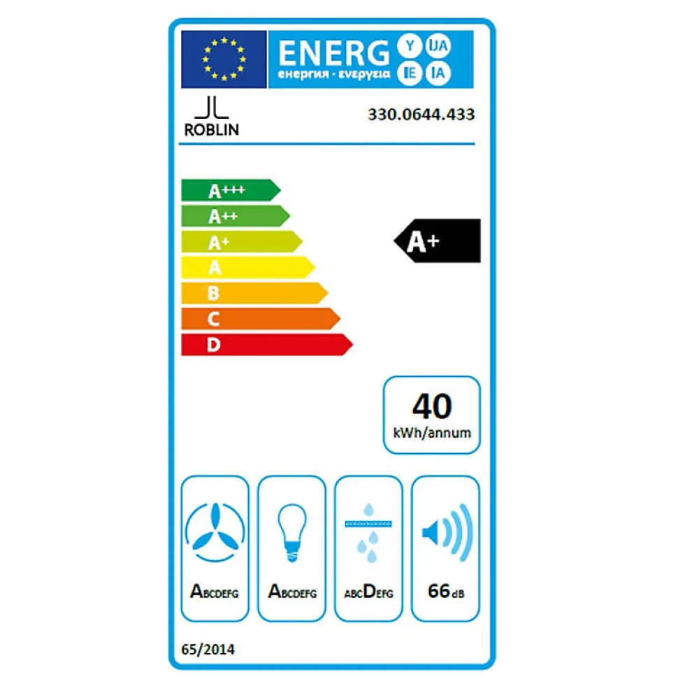 Hotte décorative inclinée 80cm 590m3/h noir Roblin 6989541 molière 800 verre