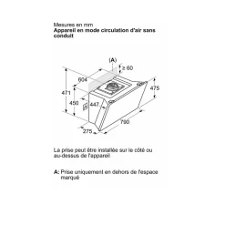 Hotte décorative inclinée 80cm 432m3/h noir Neff D88IAN2S0