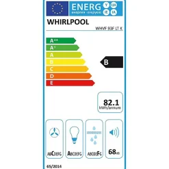 Hotte décorative inclinée 90cm 660m3/h noir Whirlpool WHVF93FLTK