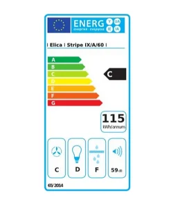 Hotte décorative inclinée 60cm 625m3/h inox Elica STRIPE IX/A/60/LX stripe lux