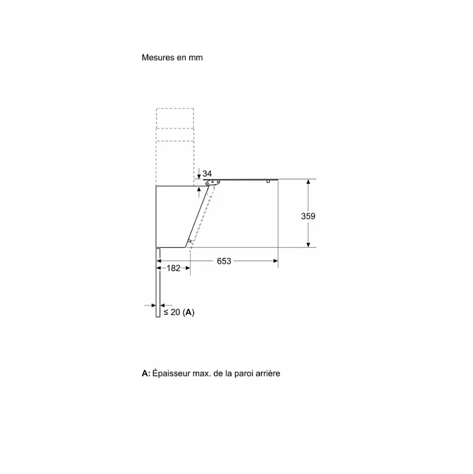 Hotte décorative inclinée 60cm 550m3/h noir Siemens LC65KDK60
