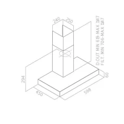 Hotte décorative inox CONTINENTAL EDISON CEHD6058S - 60 cm