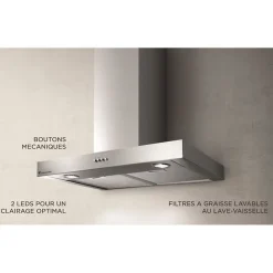 Hotte décorative inox CONTINENTAL EDISON CEHD6058S - 60 cm