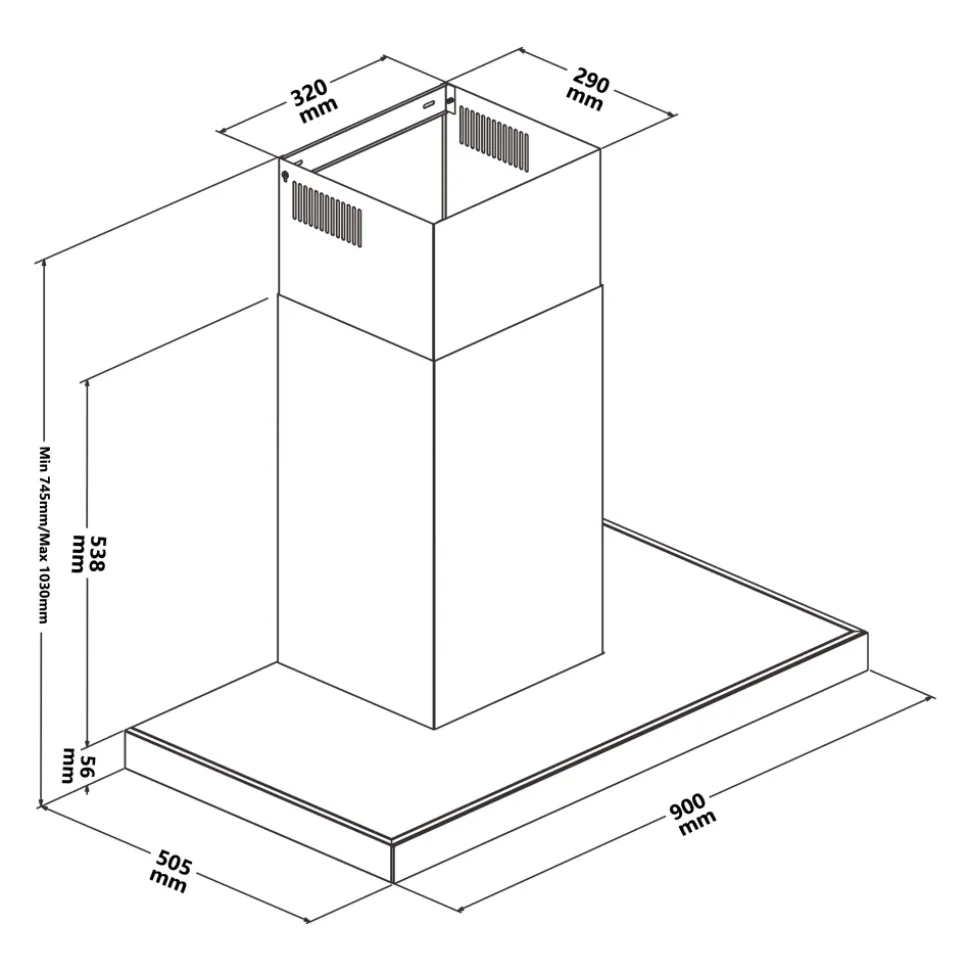 Hotte décorative inox GoodHome GHBH90ASBL 90 cm