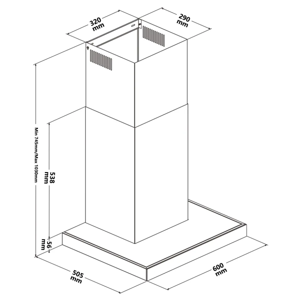 Hotte décorative inox GoodHome GHBH60ASBL, 60 cm
