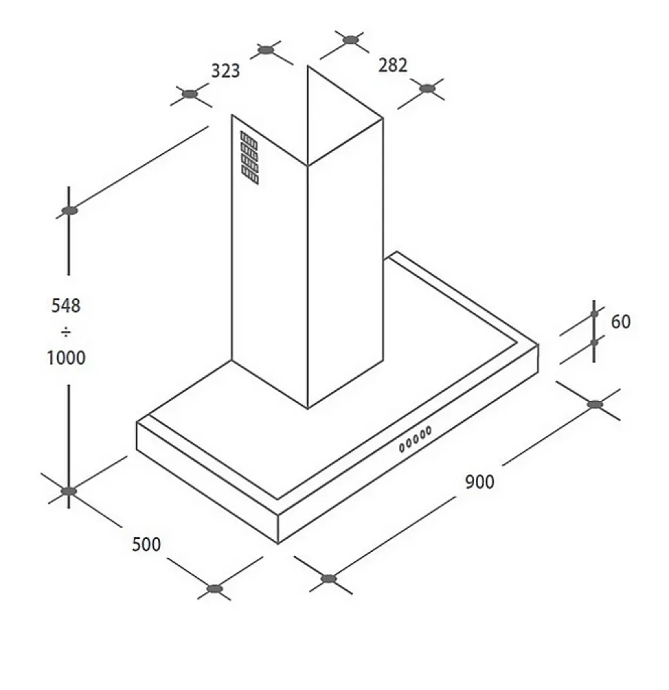 Hotte décorative murale 90cm 65db 571m3/h inox Candy CMB955X