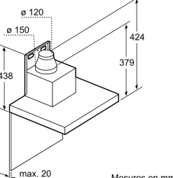 Hotte décorative murale 90cm 55db 843m3/h inox Siemens LC98BIP50 iq500