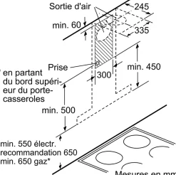 Hotte décorative murale 90cm 55db 427m3/h inox Neff D95BMP5N0 n 70