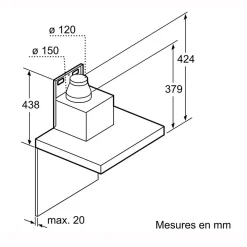 Hotte décorative murale 90cm 55db 843m3/h inox Bosch DWB98JQ50 serie 6
