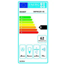 Hotte décorative murale 60cm 624m3/h inox Brandt BHP4612X
