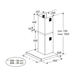 Hotte décorative murale 60cm 68db 613m3/h inox Beko BHCB61622BXH