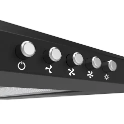 Hotte décorative murale 60cm 370m3h classe a++ 3 vitesses évacuation ou recyclage noir Ciarra 201BK60