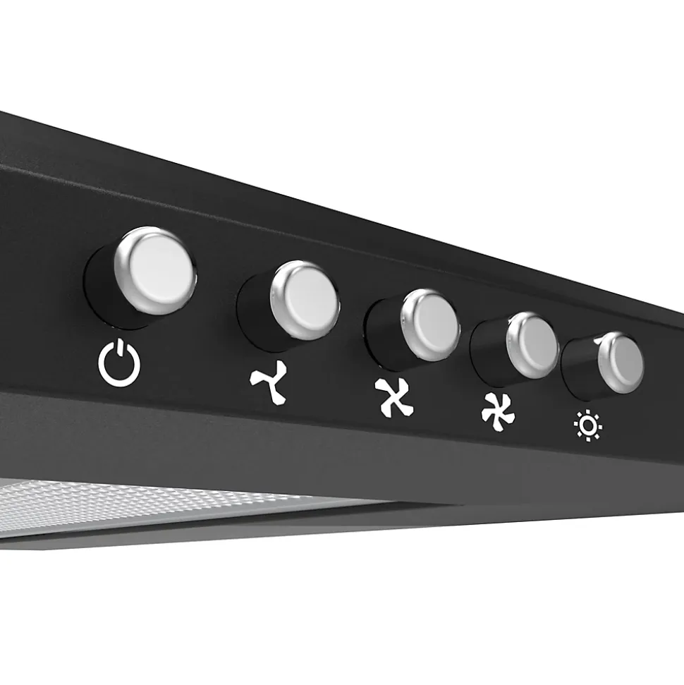 Hotte décorative murale 60cm 370m3h classe a++ 3 vitesses évacuation ou recyclage noir Ciarra 201BK60