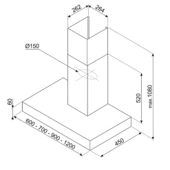 Hotte décorative murale Universel l. 90 cm KBCT900XE Smeg inox