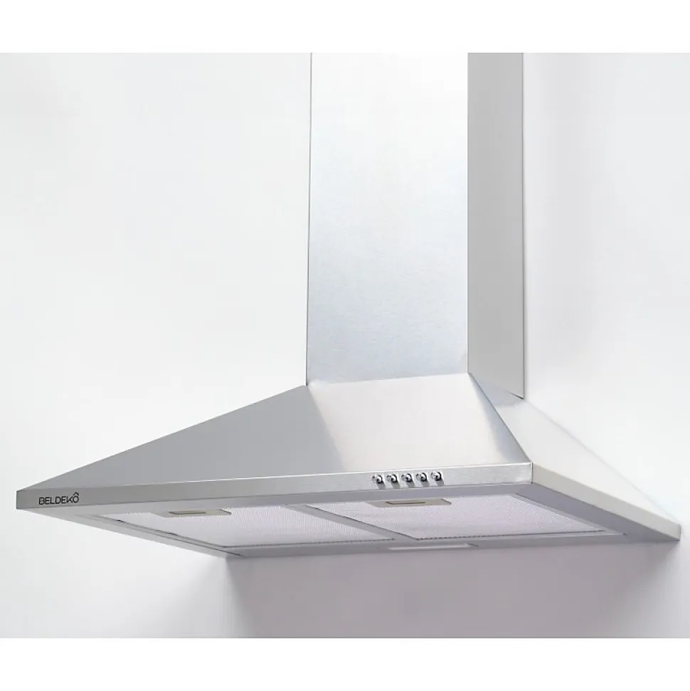 Hotte de Cuisine Décorative Inox 60cm - Pyramide 338 m3/h - Evacuation ou Recyclage