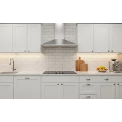 Hotte de Cuisine Décorative Inox 90cm - Pyramide 338 m3/h - Evacuation ou Recyclage