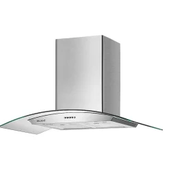 HOTTE DECORATIVE MURALE 90 CM - VERRE ET INOX - 559 m3 - 200W - 60dB