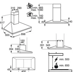Hotte decorative murale EFF90462OX Série 600 90 cm Inox