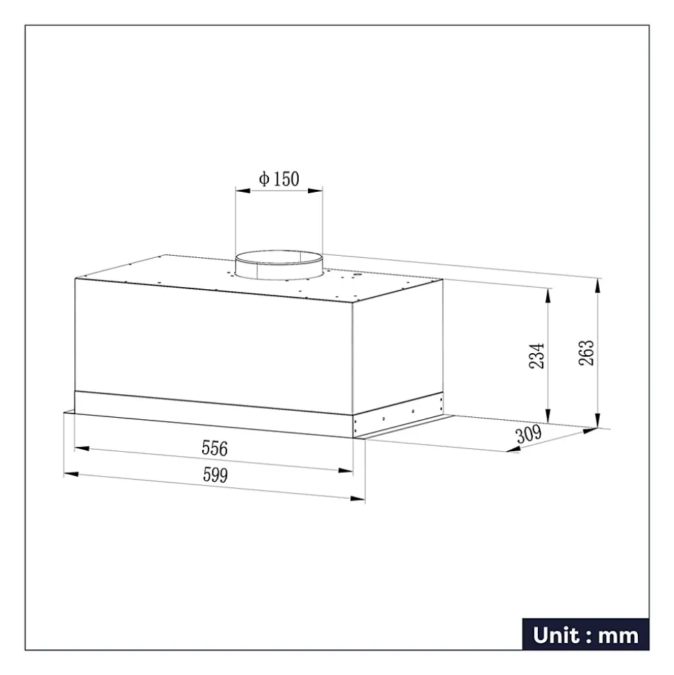 Hotte encastrable 60cm 650m3/h 3 vitesses groupe filtrant évacuation ou recyclage noire Ciarra CD6926AB
