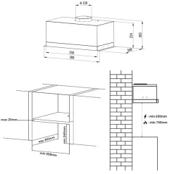 Hotte encastrable 60cm 650m3/h 3 vitesses groupe filtrant évacuation ou recyclage noire Ciarra CD6926AB