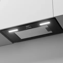 Hotte encastrable 60cm 650m3/h 3 vitesses groupe filtrant évacuation ou recyclage noire Ciarra CD6926AB