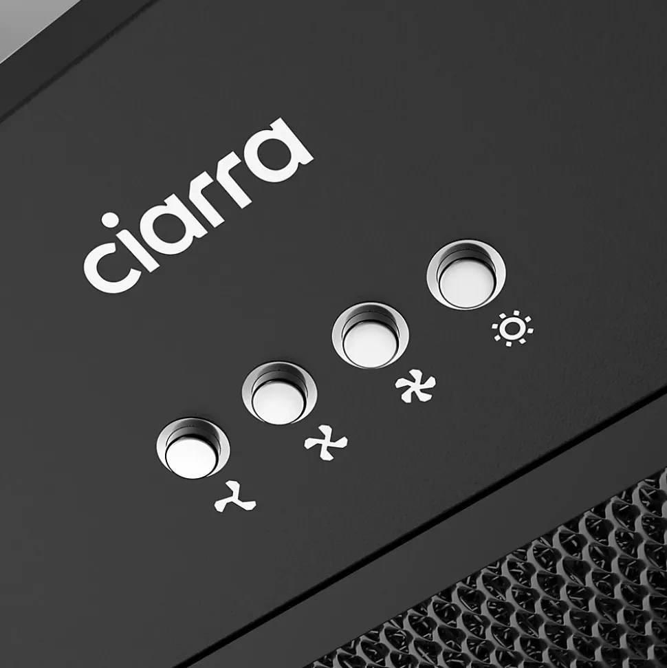 Hotte encastrable 60cm 650m3/h 3 vitesses groupe filtrant évacuation ou recyclage noire Ciarra CD6926AB