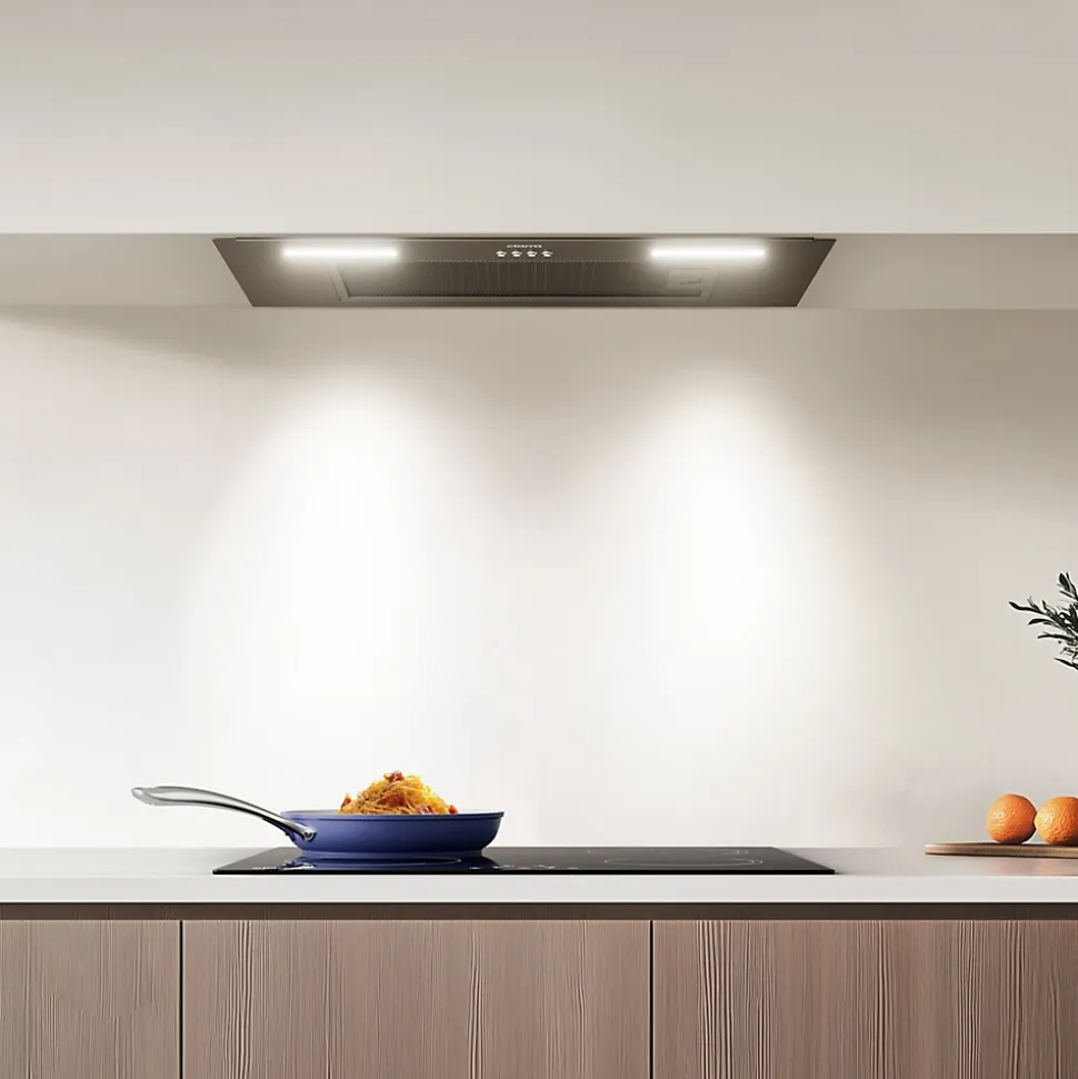 Hotte encastrable 60cm 650m3/h 3 vitesses groupe filtrant évacuation ou recyclage noire Ciarra CD6926AB