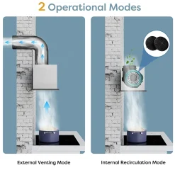 Hotte encastrable 52cm 460m3/h 3 Vitesses groupe filtrant controle tactile ou par geste Ciarra CD5931BK