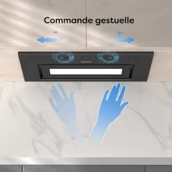 Hotte encastrable 60cm 460m3/h 3 Vitesses groupe filtrant controle tactile ou par geste Ciarra CD6931BK