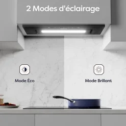 Hotte encastrable 60cm 460m3/h 3 Vitesses groupe filtrant controle tactile ou par geste Ciarra CD6931BK