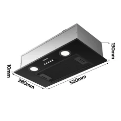 Hotte encastrable 52cm 300m3/h 3 vitesses groupe filtrant évacuation ou recyclage noir Ciarra 913ABK52