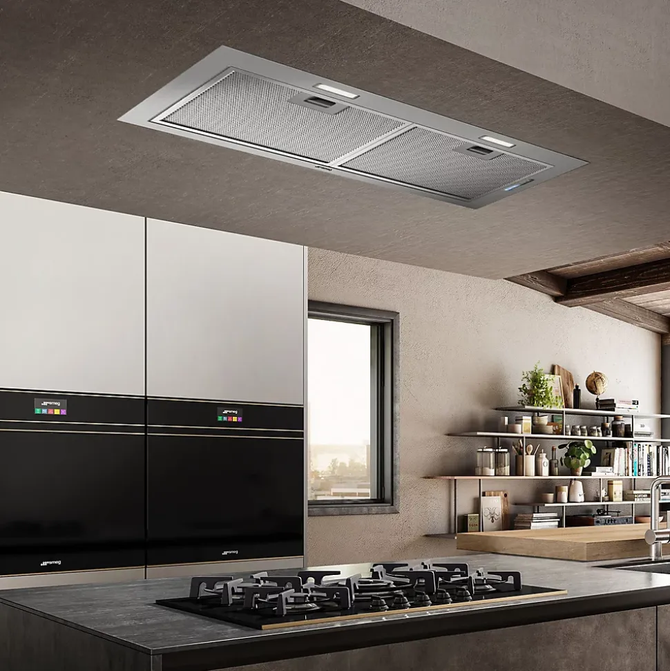 Hotte encastrable double inox Smeg KSG70HPE, 71,4 cm