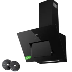 Hotte inclinée 60cm classe a+++ 650m3h wifi 4 vitesses évacuation ou recyclage tactile noir CD6736MB Ciarra