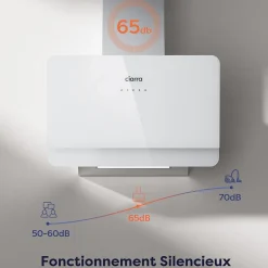 Hotte inclinée 60cm 580m3/h 3 vitesses tactile évacuation ou recyclage inox Ciarra CD6765CS