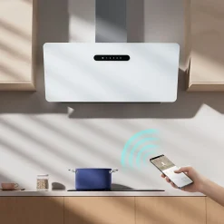 Hotte inclinée 90cm 650m3/h 3 vitesses boost wifi connectée ou tactile évacuation ou recyclage blanc Ciarra CD9736KW